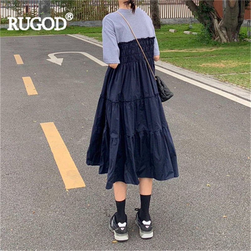 RUGOD/новое летнее женское платье милое бальное в стиле пэчворк с круглым вырезом