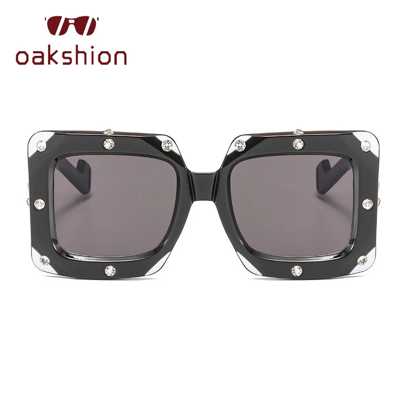 Модные солнцезащитные очки oakshion в большой квадратной оправе с кристаллами и