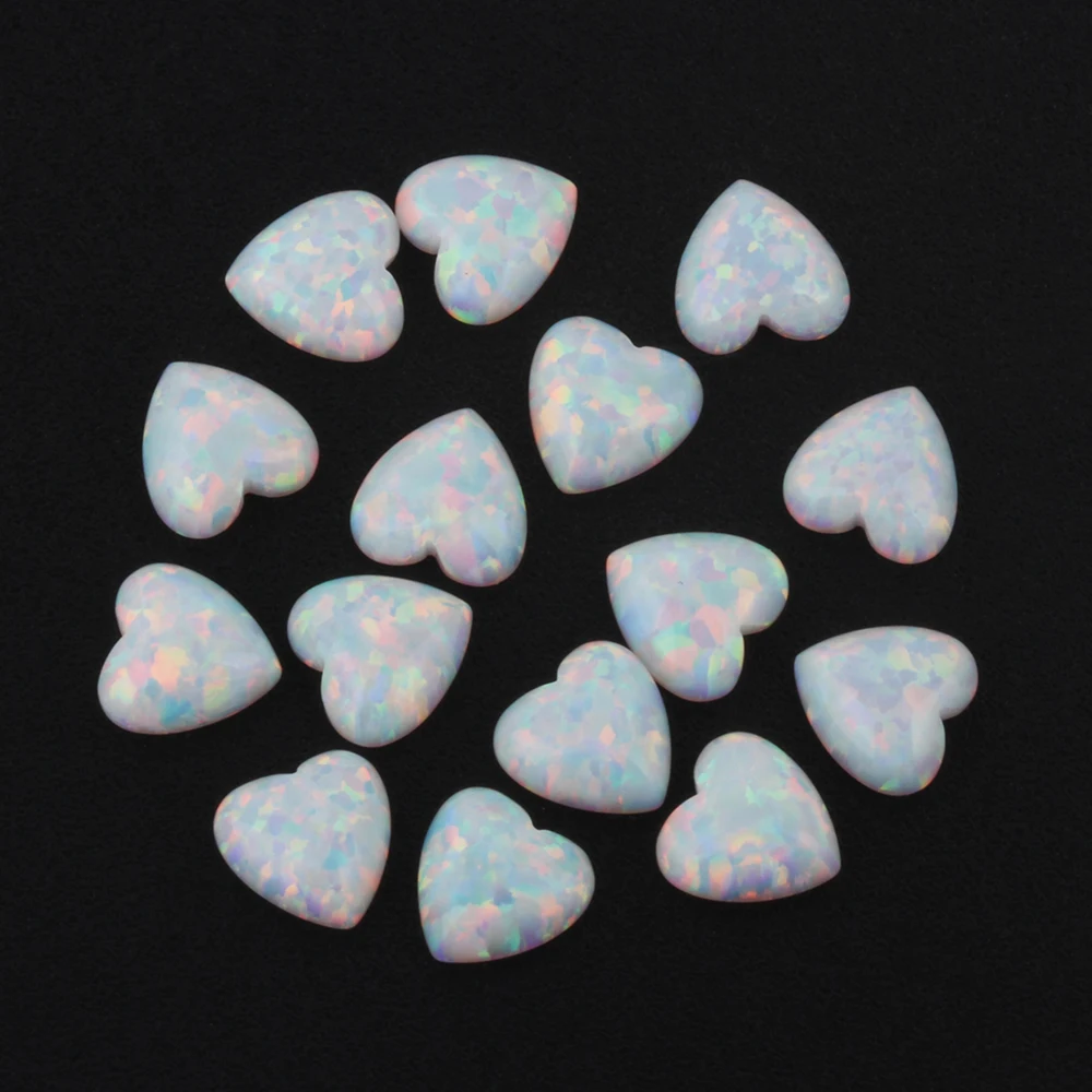 Free Shipping 5*5mm 50pcs/lot OP17 White Color Heart Cabochon Synthetic Fire Opal Stone | Украшения и аксессуары