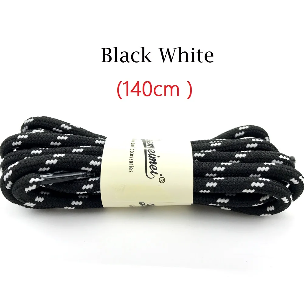 black white 140 см шнурки многоцветные круглые туфли кружева уличные спортивные повседневные Пешие прогулки скольжения веревки кроссовки с шнурками Катание на коньках ботинки - Цвет: black white