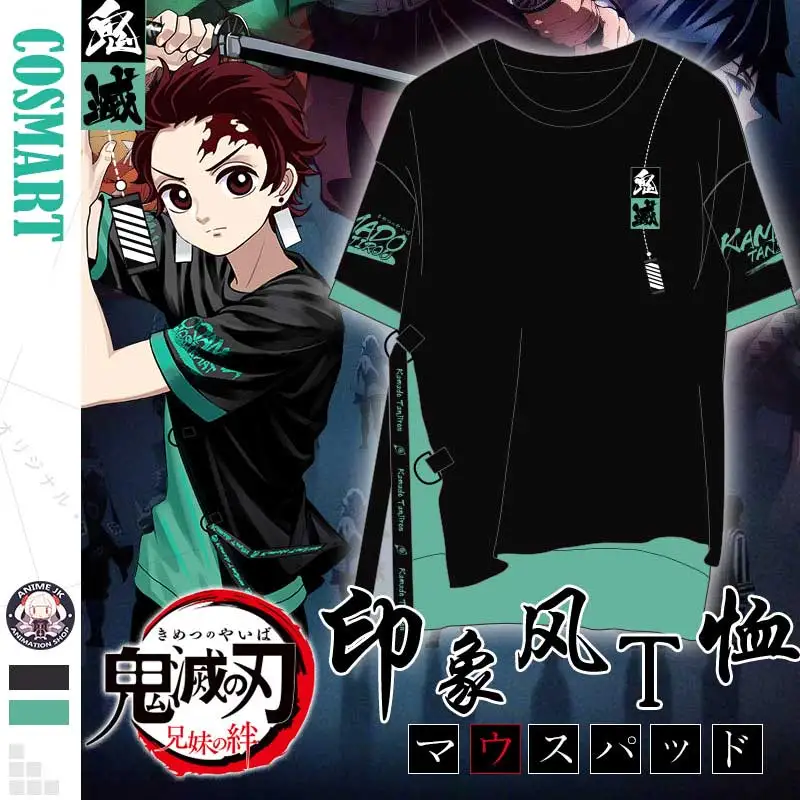 [В наличии] Аниме! Убийца демонов киметасу no Yaiba Kamado Tanjirou косплей футболка Летняя