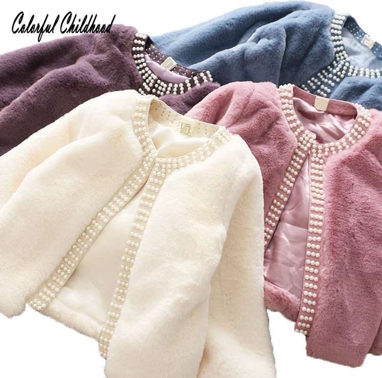 Новинка 2018 зимняя теплая одежда для девочек шерстяное пальто меховая верхняя