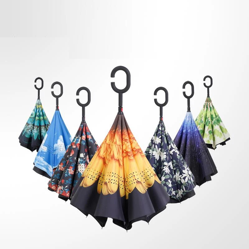 Ветрозащитный Зонт с обратной стороны двухслойный перевернутый зонт