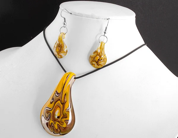 6 компл./лот лампворк стекло муранское Подвеска из фольги ожерелье серьги