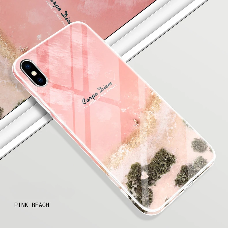 Для iPhone XS Max XS 10S XR X 8 7 6 6S Plus чехол HD Фруктовый Цветочный цветной боковой Чехол из закаленного стекла для Apple X S R 8 7+ бампер