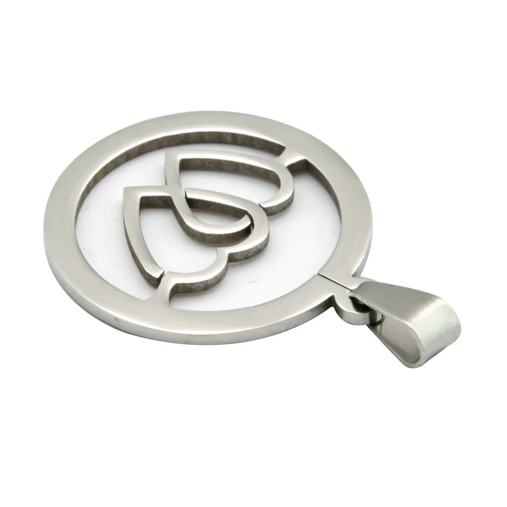 Простой Романтический кулон из нержавеющей стали круглый с двойными сердцами