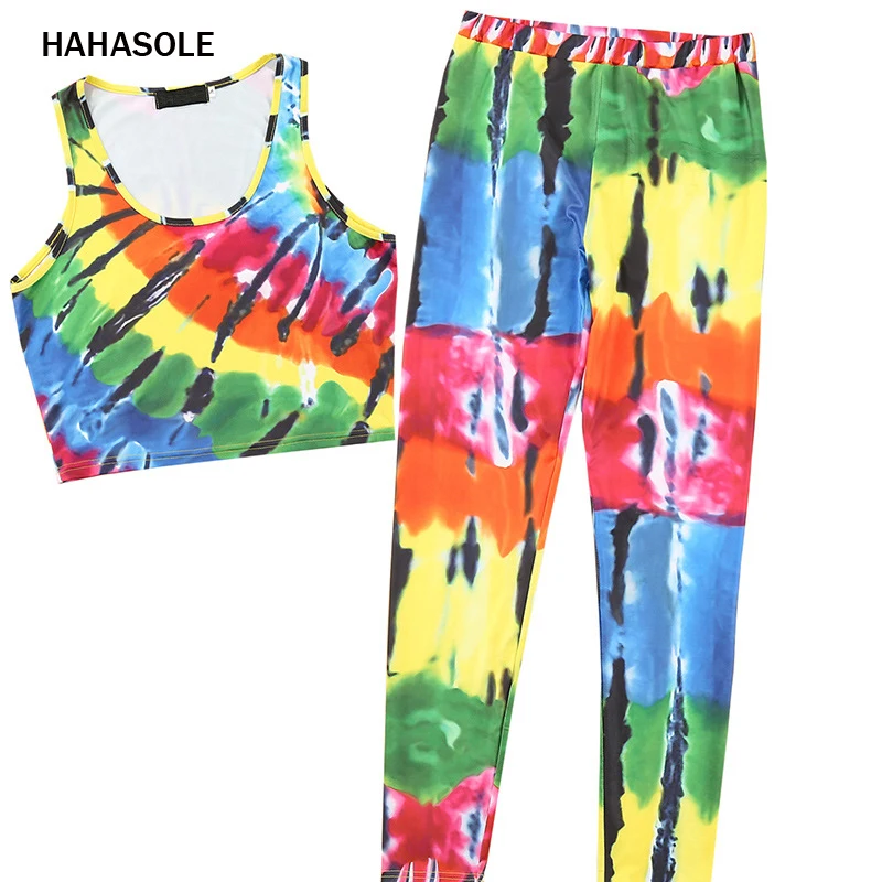 Комплект для йоги HAHASOLE с граффити женский спортивный костюм фитнеса и бега