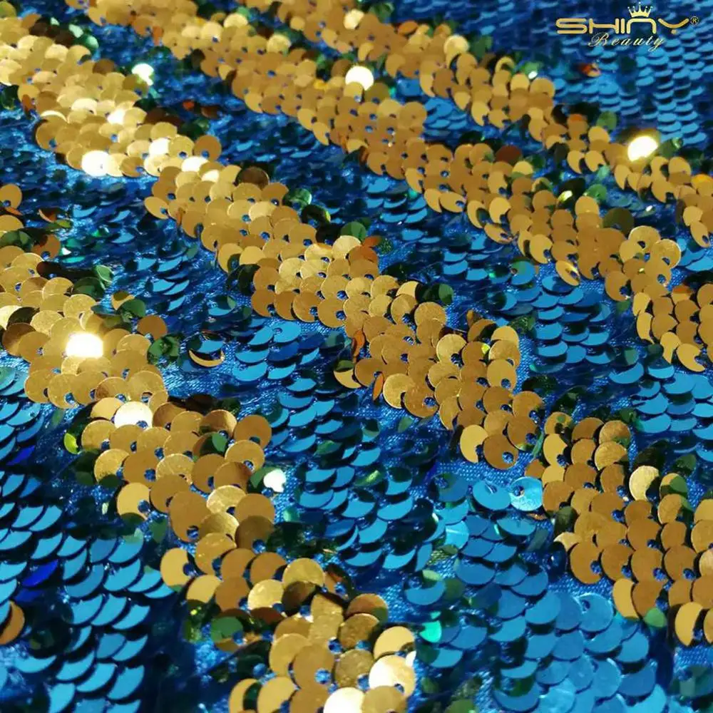 Turquoise to Gold 4 фута* 3 фута(125*92 см) золото/черный/розовый ткань с обратимой Блестки для платья/скатерти/бегунов/Свадебные украшения/фоновый материал-C - Цвет: Turquoise to Gold
