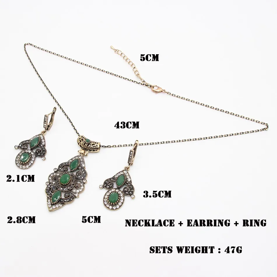 Винтажный турецкий Цветок Смола Ювелирные наборы длинный ожерелье серьги на