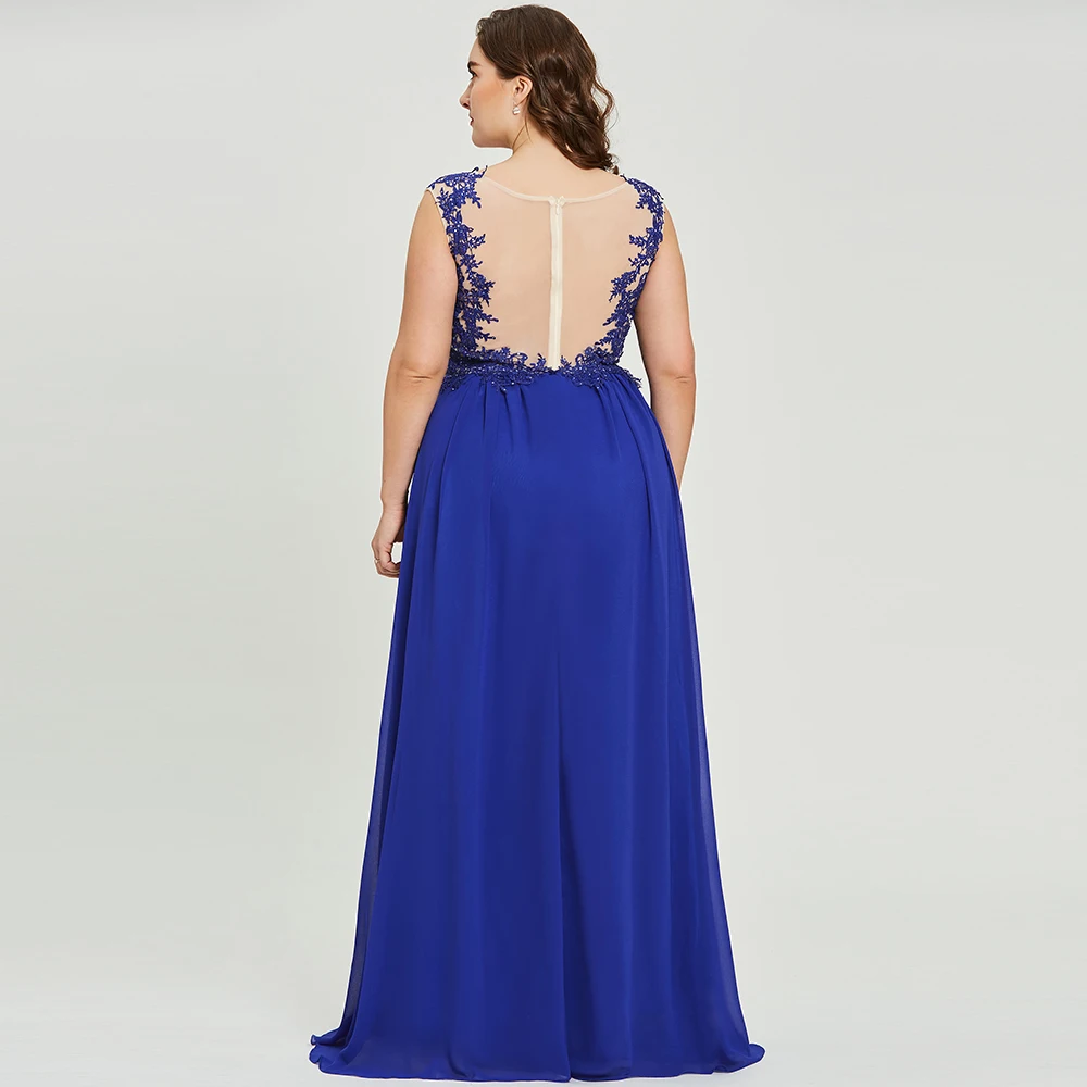 Платье темно синего цвета размера плюс элегантное вечернее платье с глубоким