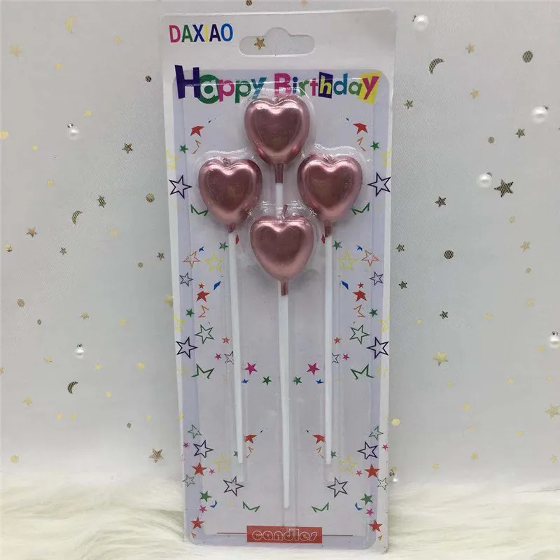 heart-rose-gold Розовые, золотые, серебряные, красные с надписью «Happy Birthday», праздничный торт, праздничные принадлежности для дня рождения, милые свечки на день рождения для кухни, выпечка в подарок - Цвет: heart-rose-gold
