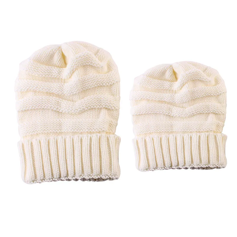 2017 зимние популярные Семейные шапки из 2 предметов для женщин и детей теплые