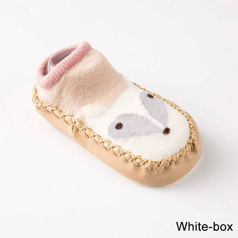 White Box REAKIDS/носки для малышей милые носки для новорожденных с героями мультфильмов зимние нескользящие носки для маленьких мальчиков и девочек с изображением лисы - Цвет: White Box