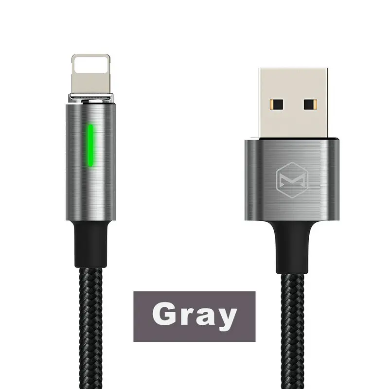 Gray Mcdodo для iPhone X 8 7 Plus Lightning-USB кабель автоматическое отключение провод для быстрой зарядки для iPhone 6S 5S SE iPad кабель для синхронизации данных - Цвет: Gray