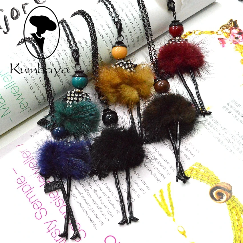 Зимние Лидер продаж! Милые шерстяного меха платье Кукольное ожерелье с