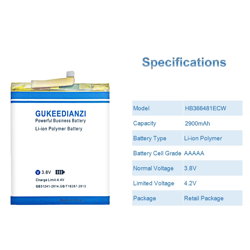 GUKEEDIANZI мобильный телефон аккумулятор HB366481ECW 2900 мАч для Huawei Ascend P9 / Lite G9 honor 8 5C | Аккумуляторы для мобильных телефонов -32826312737