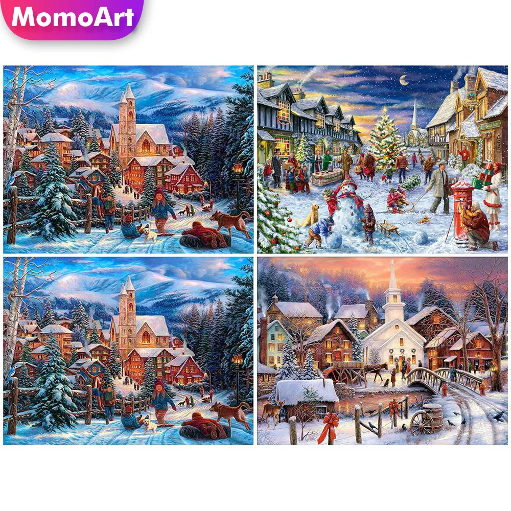 MomoArt DIY Алмазная картина Рождество вышивка полный квадрат Новое поступление