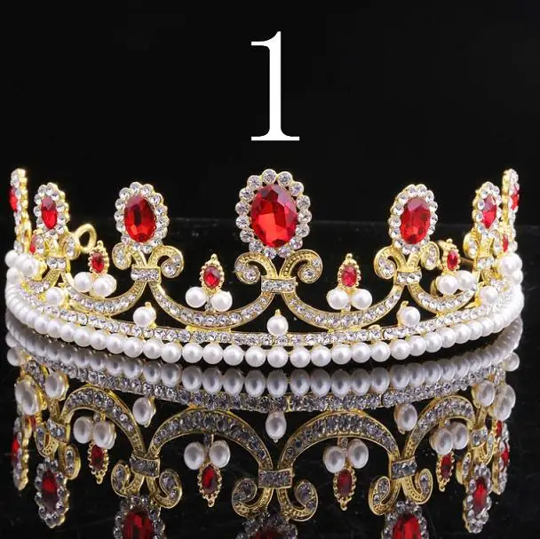 Роскошные серебряные, Синие стразы, Золотая свадебная тиара, корона королевы, диадема, Корона невесты, головной убор, свадебные аксессуары для волос, тиара - Окраска металла: 1