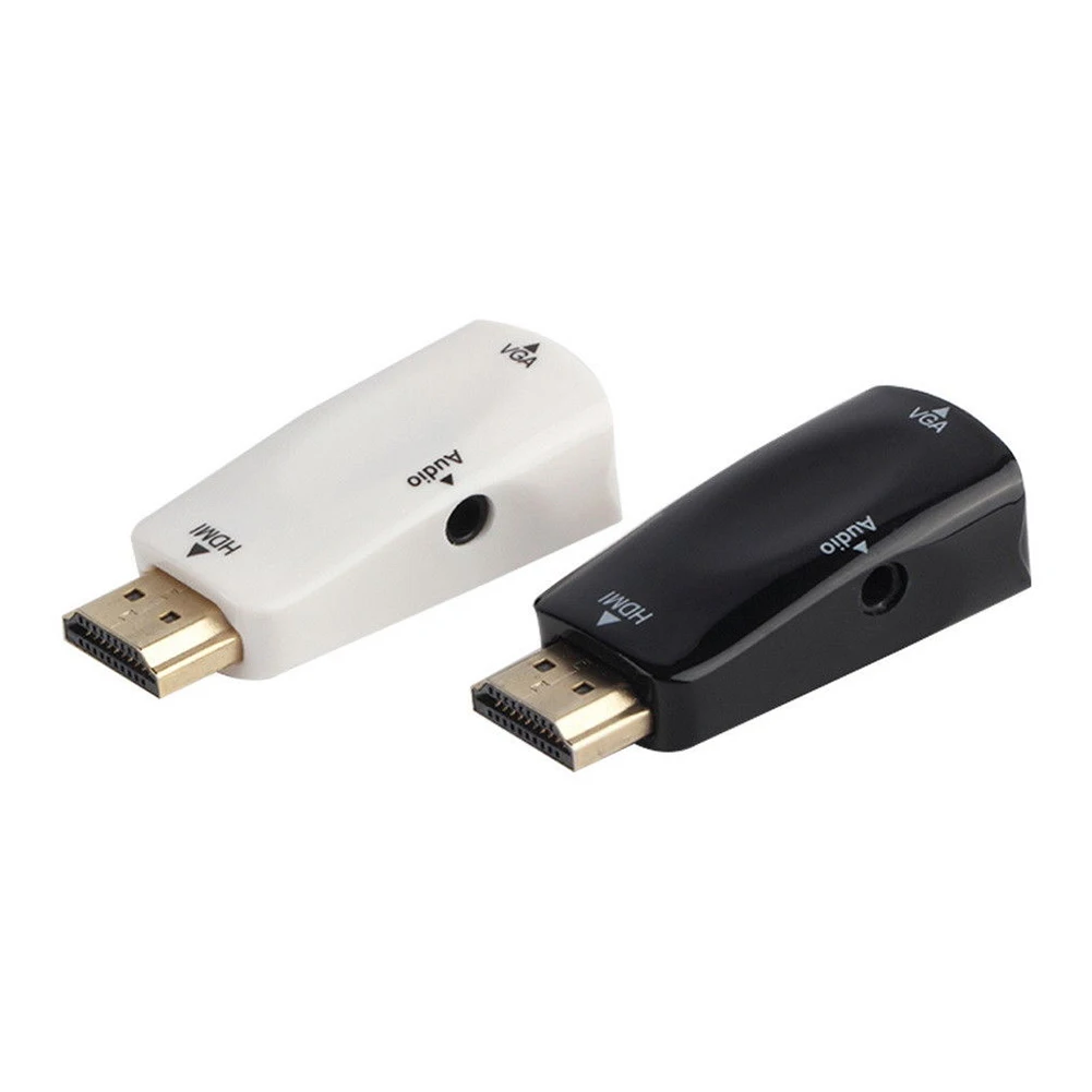 Лучшие предложения 1080P HDMI штекер VGA разъем адаптер видео преобразователь 3 5 мм
