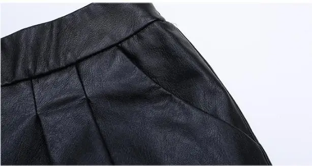 

M/4Xl Women High Waist Wide Leg Loose Pu Leather Shorts High Waist Large Size Casual Leather Short Black Shorts Feminino K960