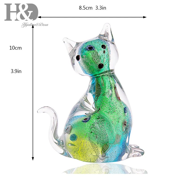 H &amp D 3 9 дюйма ручной работы стеклянные украшения &quotКошки&quot статуэтка животного