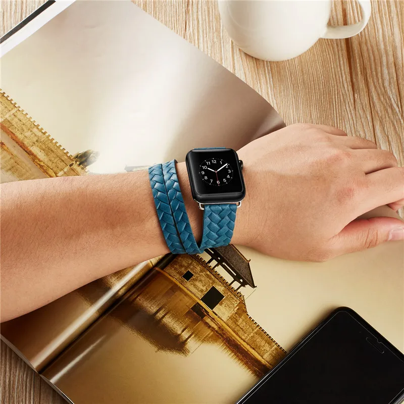 Роскошный кожаный ремешок для часов Apple Watch 44 мм 40 42 38 серии 4 3 2 1 сменный Браслет |