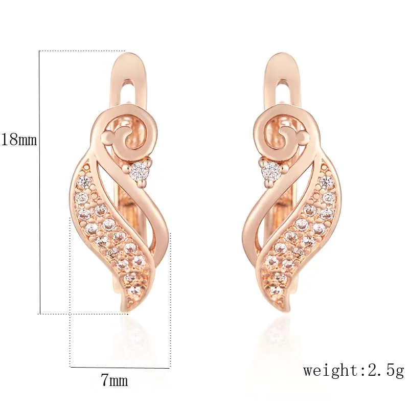 Женские серьги-капли из розового золота 585 пробы с кристаллами и кубическим