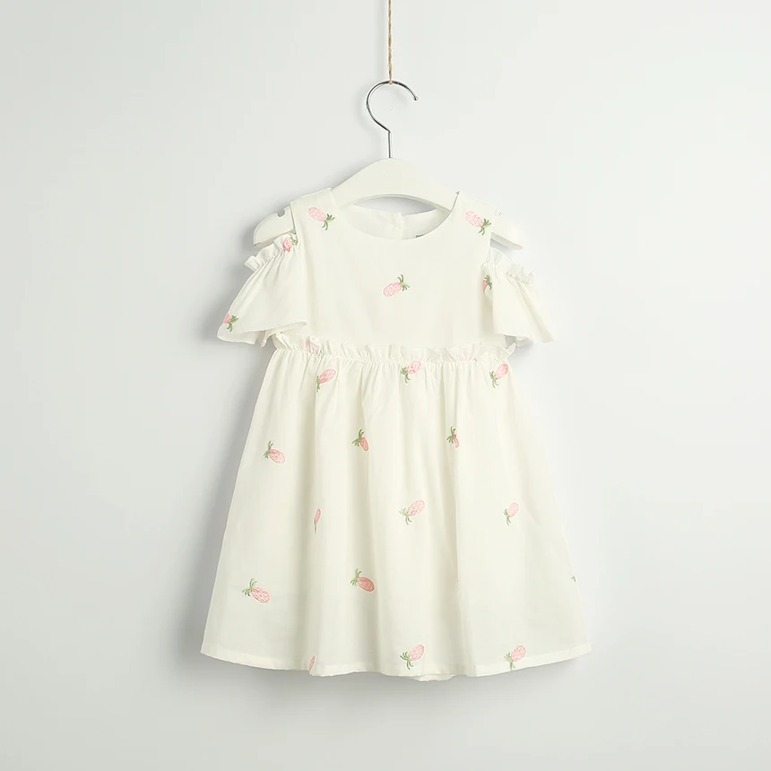 Toddler Girl Cotton Summer Off Shoulder Dress Fruit Pineapple Kids Wholesale Lots Bulk Clothes Little A-Line Party | Детская одежда и