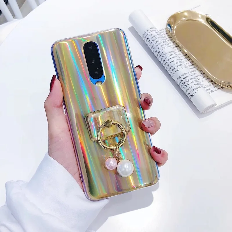 Мода Лазерная чехол для телефона huawei p10 p9 mate 10 pro рlus lite Y5 Y6 Y7 Y9 2018 палец с кольцом