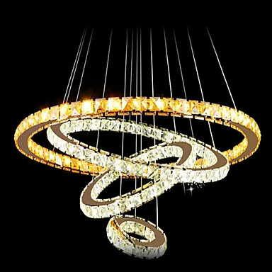 Светодиодный хрустальный подвесной светильник круглый Droplight 4 кольца Подвесная