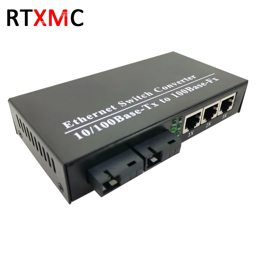Ethernet коммутатор 2F3E 10/100M с 2 волоконными портами SC 25KM UTP RJ45|Оптоволоконное
