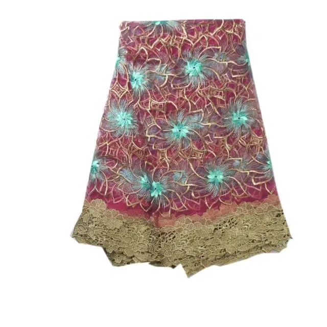 2017 тенденция Высокое качество вышивки французского шифона Кружево одежда ткань