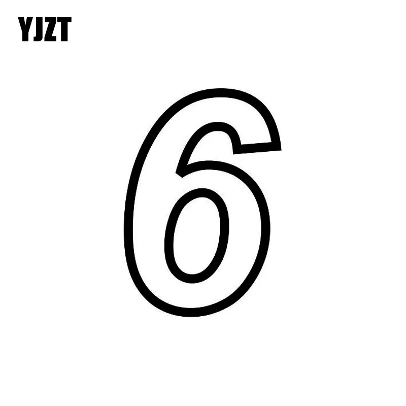 

YJZT 9,7 см * 14 см, Веселый номер 6, виниловые высококачественные автомобильные наклейки, наклейки, черные/Серебристые аксессуары