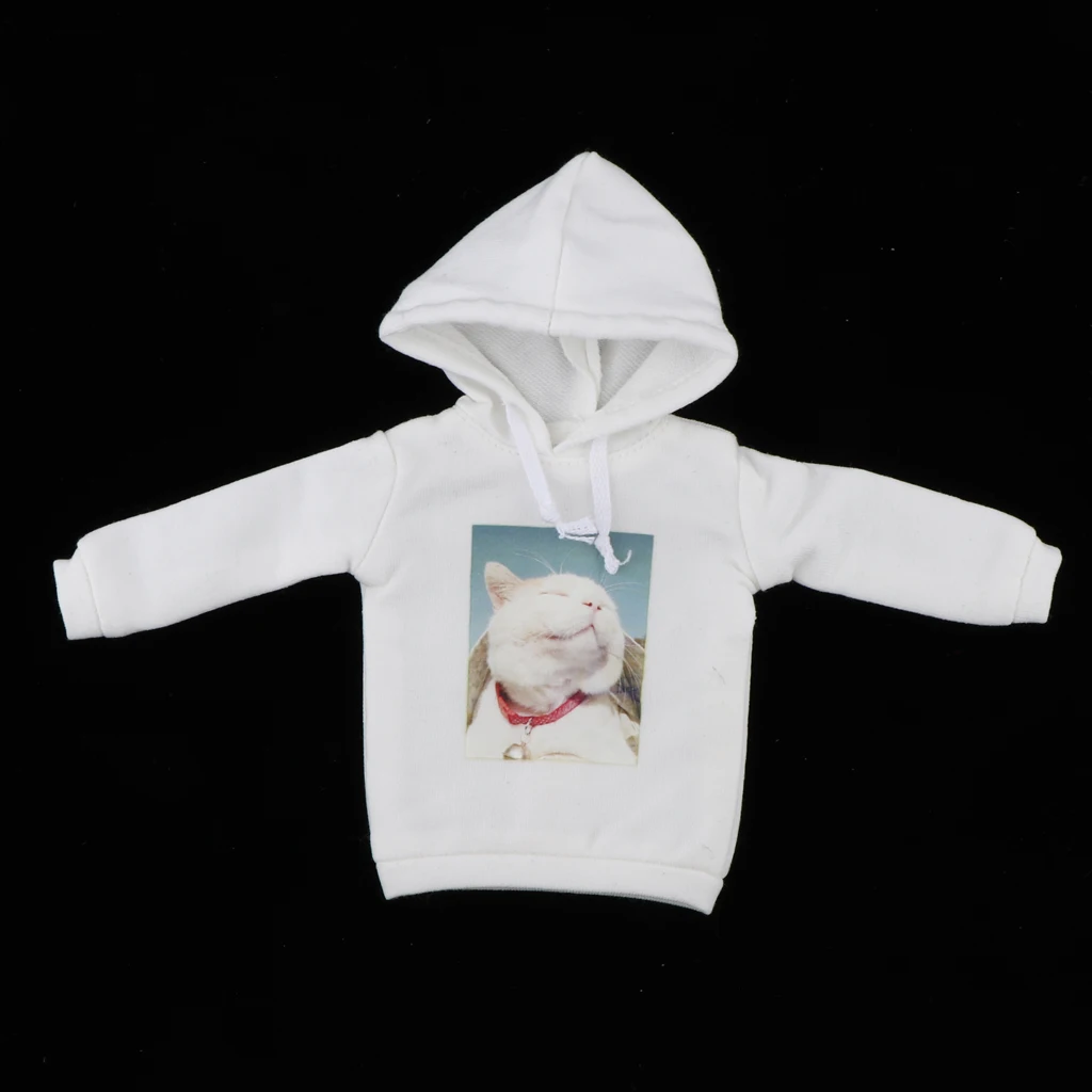 Белая Повседневная кукольная одежда для девочек с принтом кошки толстовка