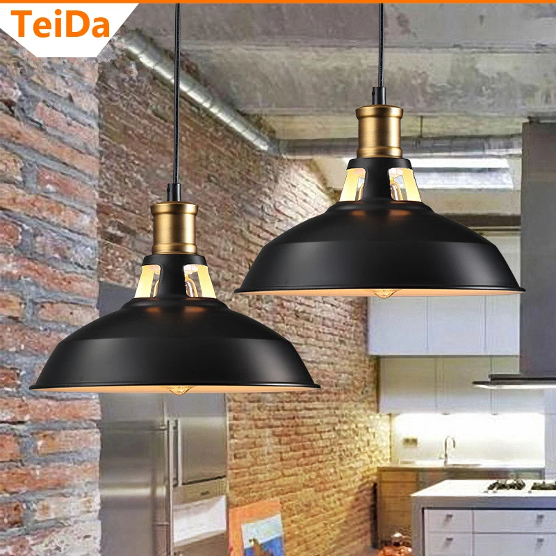 chandelier lamp American country shade single head barbershop retro fashion creative industrial lamps wrought iron dining room | Лампы и