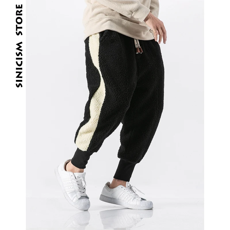 Sinicism Store мужские шерстяные штаны в полоску 2018 хлопковые шаровары Хип хоп черные