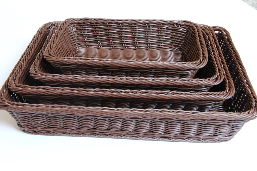 

1PC Handmade Rattan Bread Baskets Bread Baskets Dried Fruit Organs Fruit Orders Rectangular Food Fruit Basket LB 284