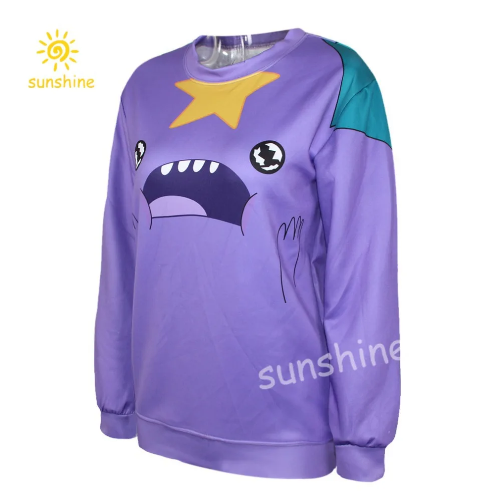 2015 spring cool sweatshirt both sides 3d print purple smile face casual hoody women men Harajuk jogger hoodie Free Shipping | Женская