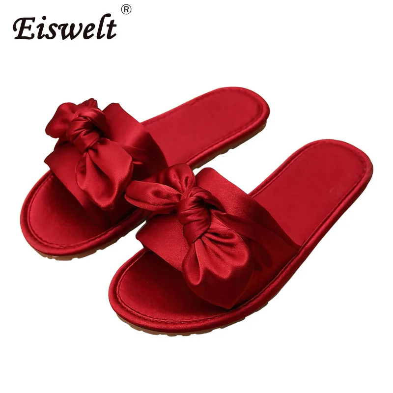 EISWELT/Новинка летние женские тапочки Женские Модные Повседневные с бантом