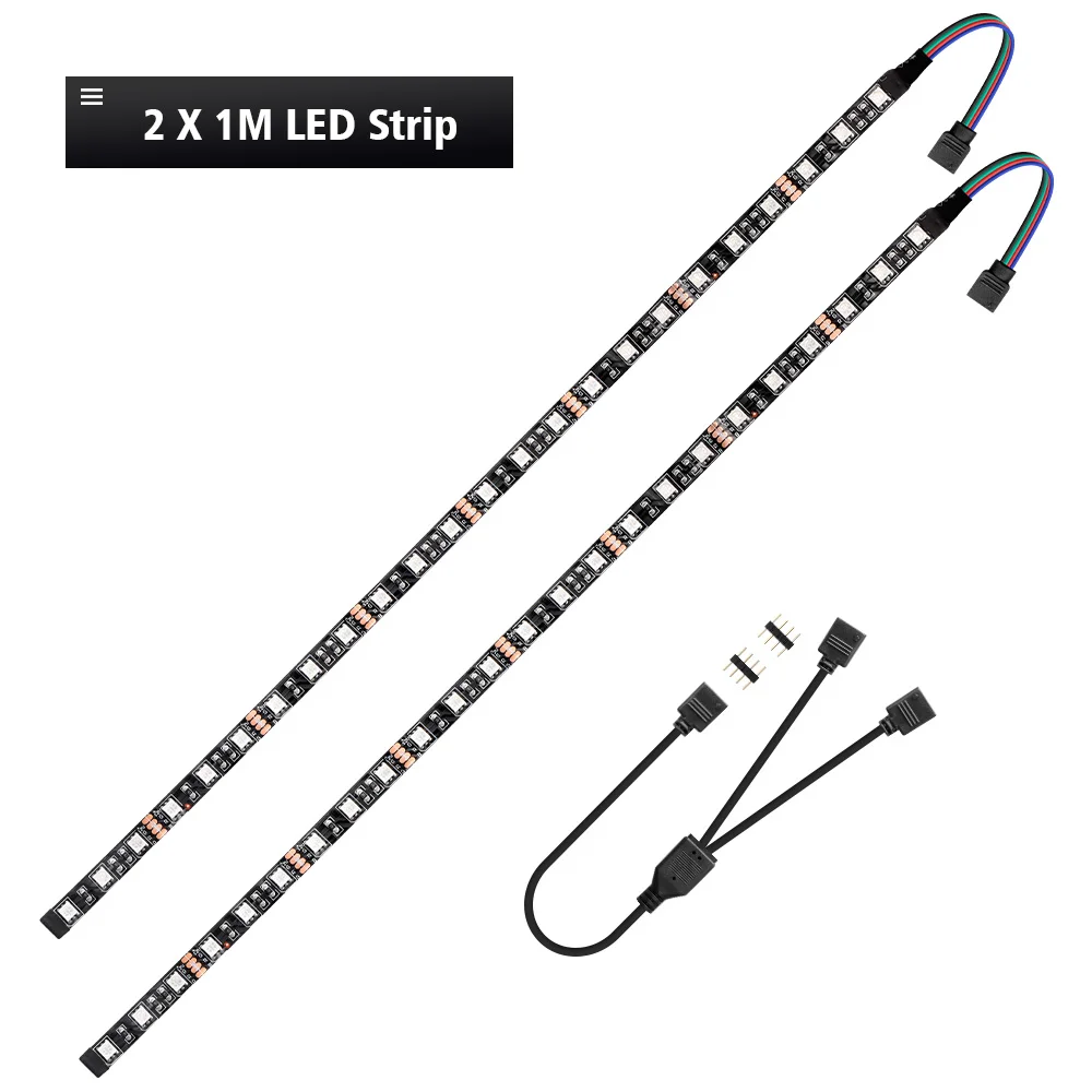 2 X 1M 12V светодиодный RGB 4pin светодиодный заголовок для ПК, компьютерный корпус/RGB полоса материнская плата панель управления RGB-Заголовок(+ 12 V, G, R, B) 5050 - Испускаемый цвет: 2 X 1M