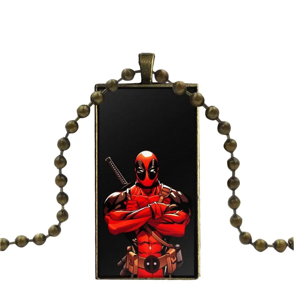 Superheroes Deadpool Logo For Women Party Gift Glass Pendant Galaxy Necklace Bronze Plated Necklaces Jewelry | Украшения и