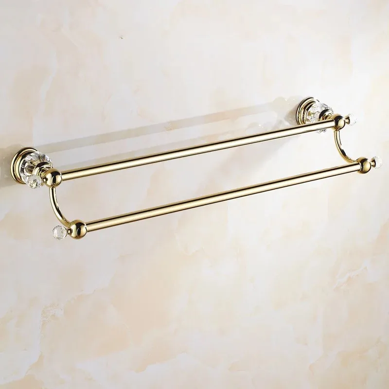 Двойной держатель для полотенец с золотыми кристаллами 50 см | Обустройство дома