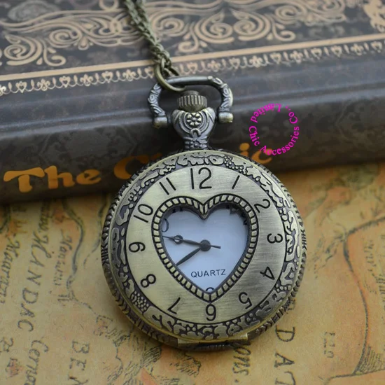 Оптовый покупатель карманные часы в виде сердца ожерелье хорошее качество fob