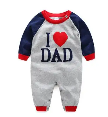 I Love Dad Myudi/ хлопковый Детский свитер пальто с надписью «i love dad Mom» для новорожденных цельнокроеный комбинезон для малышей, верхняя одежда для мальчиков и девочек - Цвет: I Love Dad