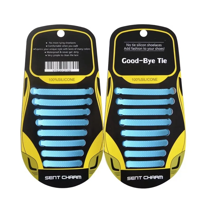 Небесно-голубой 16Pc/Set 13Colors Unisex Adult Athletic Running No Tie Shoelaces Elastic Silicone Shoelaces All Sneakers Fit Strap Shoe Lace L12 - Цвет: Небесно-голубой