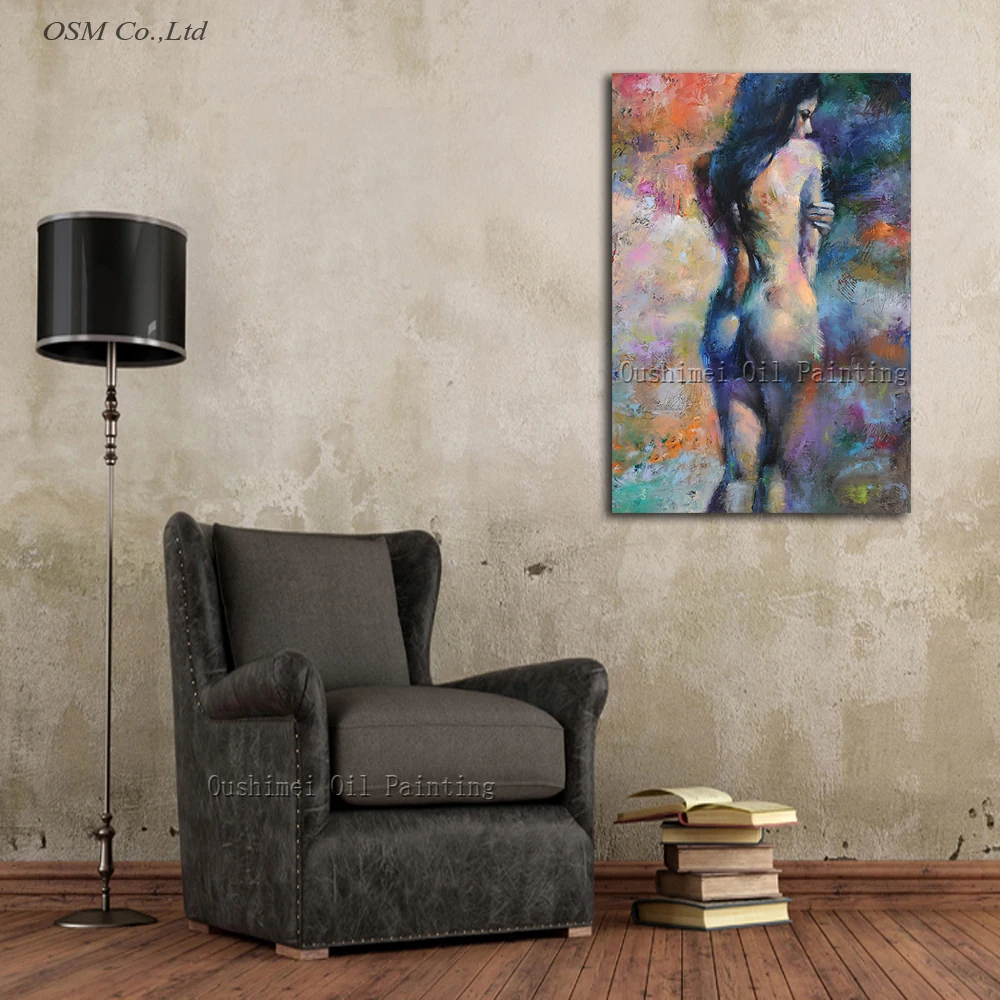 100% ручная роспись сексуальный нюдовый нож картина маслом на холсте настенная