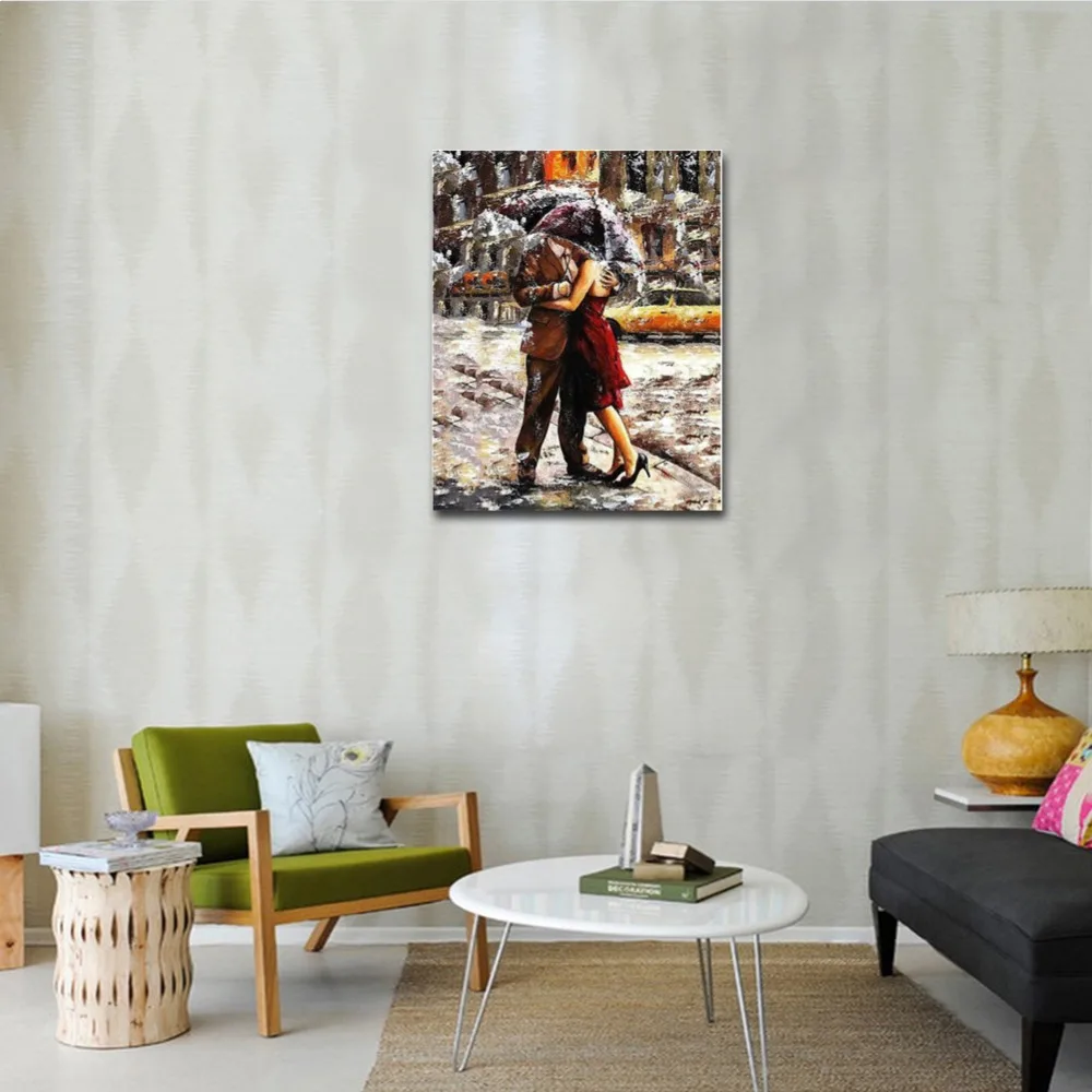 WONZOM Hugging Couples Diy Painting By Numbers Rain Street Oil Cuadros Decoracion Acrylic Paint On Canvas Modern Art | Дом и сад