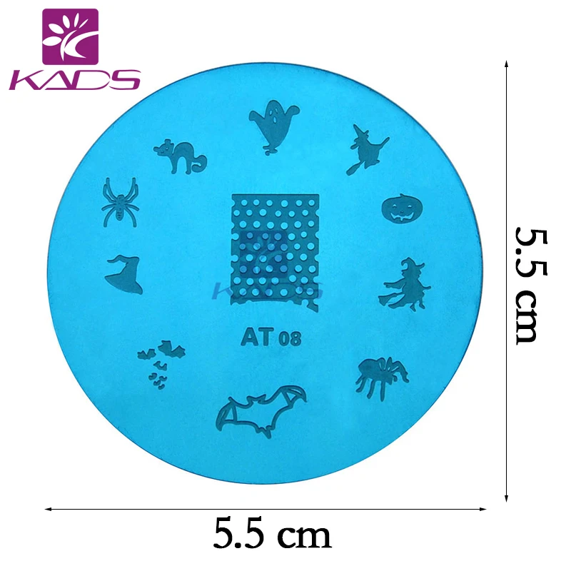 KADS AT08 Хэллоуин Bat и тыквы Призрак DIY Nail Art тиснение Печати Ногтей Штамп Изображения