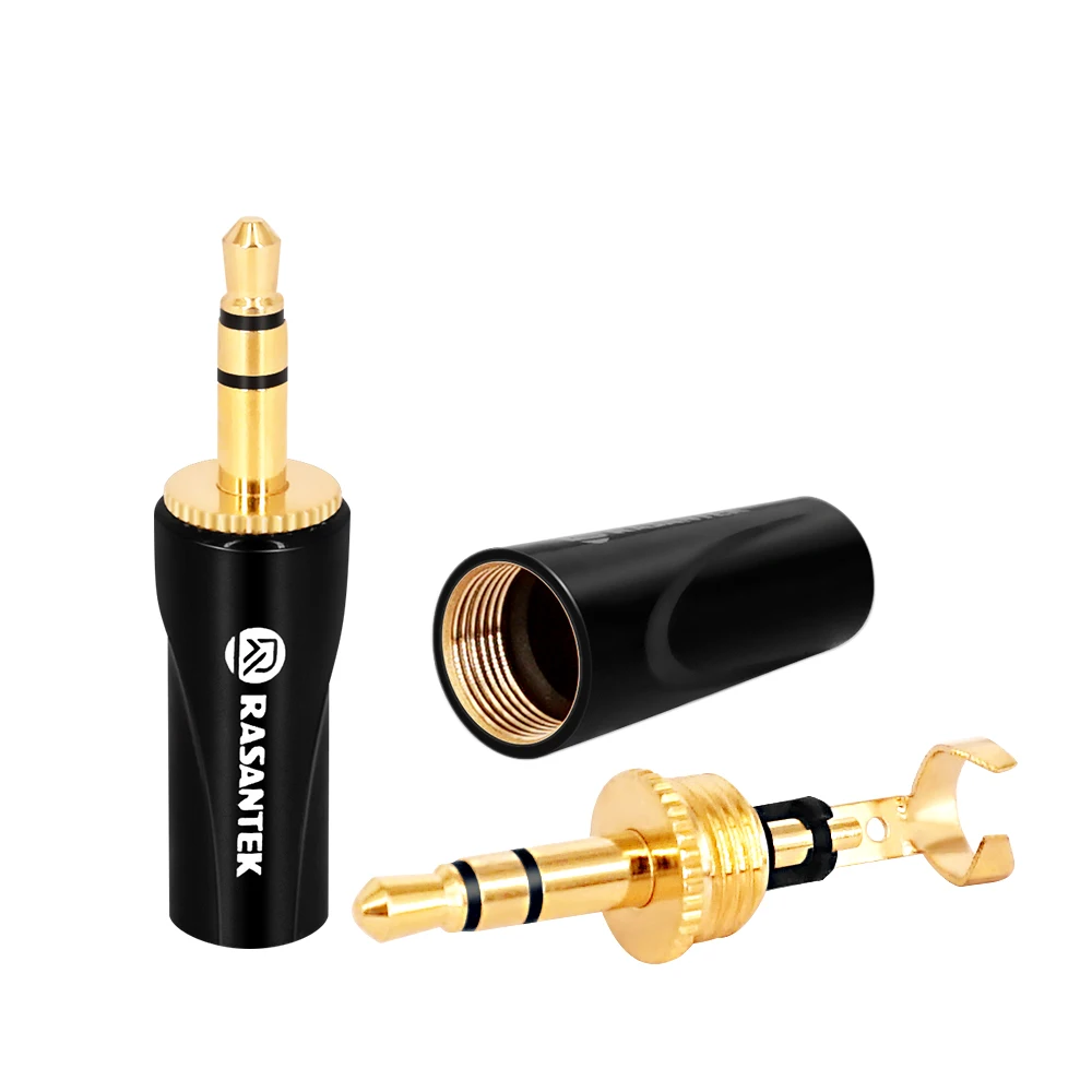 RASANTEK 24K золото Красочные медные 3,5 мм стерео разъем аудио разъем для наушников и автомобилей