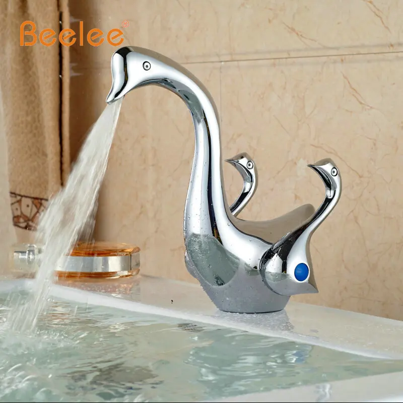 Креативный смеситель для раковины в форме утки с двумя ручками Смеситель двойные